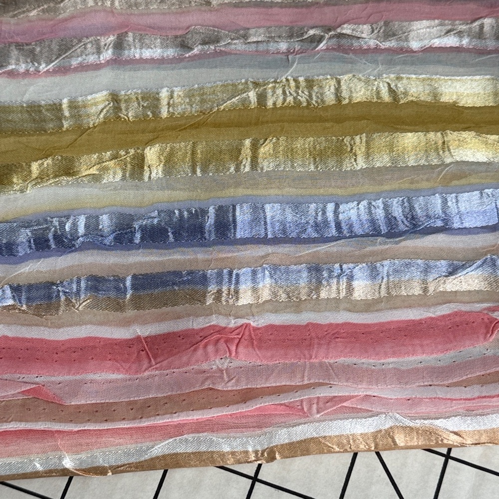 Vintage Crinkle Stripe Fabric – 3 Yards x 54” – Pastel Sheer Plissé – Silk Look - Picture 15 of 15